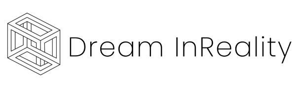 Dream InReality Logo - An illusion of a 3D cube overlapping with the Company name